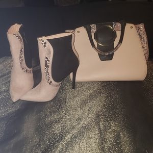 Just Fab 8.5 Blush Pink Booties & Handbag